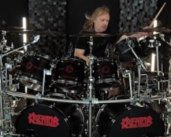 Watch: KREATOR's JÜRGEN 'VENTOR' REIL Performs 'Strongest Of The Strong' For TAMA Drums Germany