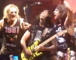 Watch: GUS G. Joins STEEL PANTHER On Stage In Thessaloniki For Cover Of OZZY OSBOURNE's 'Crazy Train'